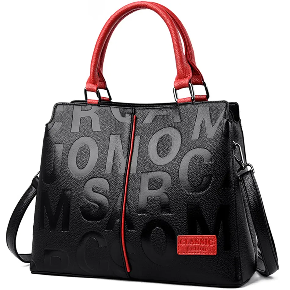 Bayanlar kaliteli hakiki deri mektup omuz çantaları lüks çanta kadın çanta tasarımcısı moda büyük kapasiteli Tote çanta