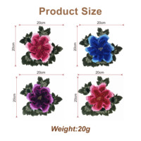 Patch en feutre à coudre fait main, fleur de pivoine 3D appliquée pour chapeaux