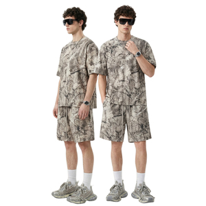 Conjunto de Camiseta y Pantalones Cortos <span class=keywords><strong>con</strong></span> Estampado de Camuflaje OEM, Camisetas y Pantalones Cortos Gruesos para <span class=keywords><strong>Hombre</strong></span>, Camiseta de Ropa Urbana Personalizada, Pantalones Cortos Casuales de Camuflaje - Product Image 1