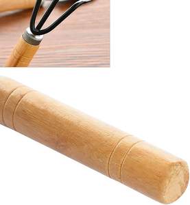 Ensemble d'outils de jardin en acier inoxydable avec manche en bois, pelle et râteau pour la plantation, le désherbage et l'entretien du sol - Product Image 4