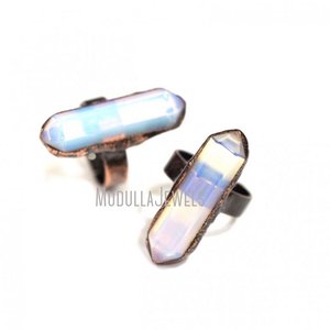Rm41007 đá quý tự nhiên Amazonit <span class=keywords><strong>Opal</strong></span> fluorite howlite Tiger Eye đôi điểm lục giác lăng kính nhẫn thiết kế cổ điển đồ trang sức - Product Image 3