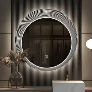 Waterproof Round Touch <b>Switch</b> Smart Mirror with LED Illumination Metal Frame Wall-Mounted Bathroom Mirror - Product Image 5