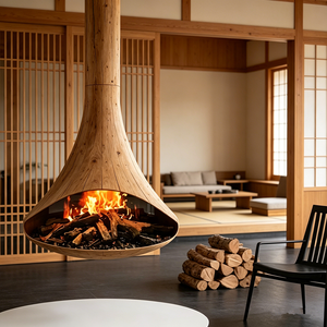Chimenea Artística Independiente Contemporánea con Efecto de Llama 3D, Luz Ajustable y Diseño Seguro para Apartamentos, Estudios y Galerías - Product Image 1