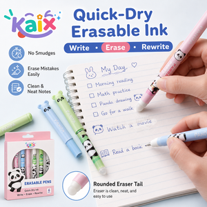Stylos gel effaçables KAIX Quick Dry OEM Panda, encre thermique, pointe aiguille 0,5 mm, pour l'écriture scolaire - Product Image 4
