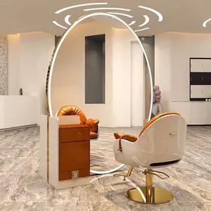 Estación de espejo de peluquero, con armario, para salón, ZY-MS097