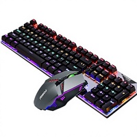 Ensemble clavier et souris mécaniques filaires USB FVQ609, pour jeux e-sport, rétroéclairage coloré, interrupteur bleu, 800-1600 DPI, kit PC de bureau