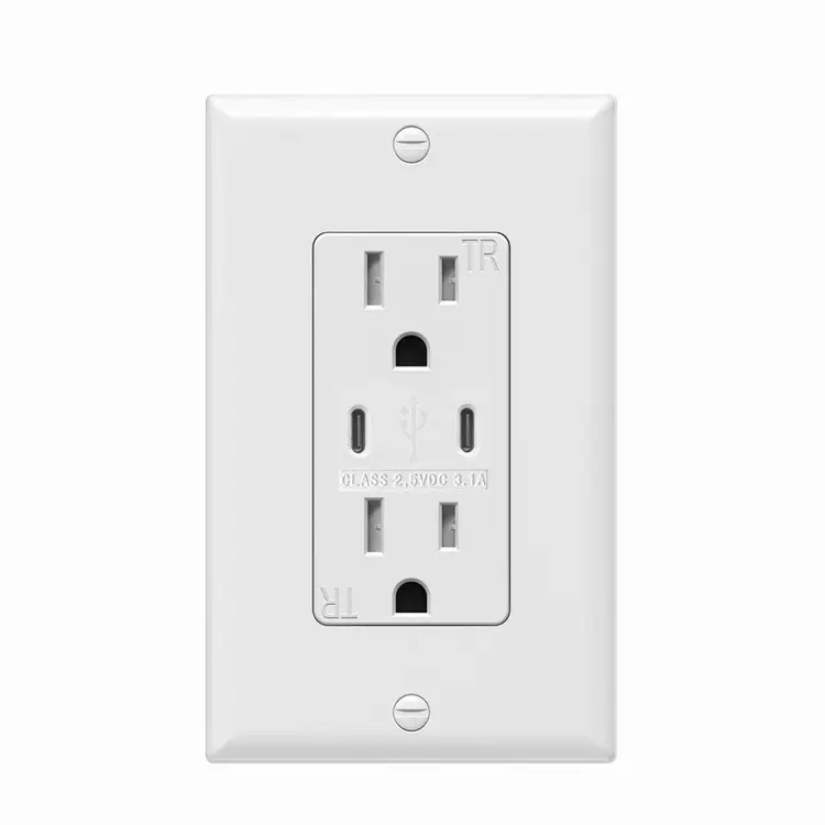 Chúng tôi USB A + C Cổng 15A Outlet ul được liệt kê tường phổ Ổ cắm điện RV Ổ cắm điện với USB C