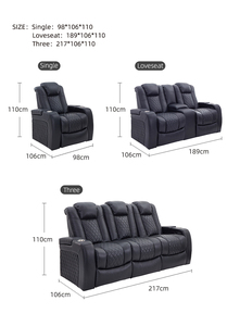 Juego de Sillones Reclinables Eléctricos Modernos de 3 Piezas, Cuero Genuino, Estructura de Madera, Extensible, 1 Año de Garantía, para Sala de Estar, Modelo L4504 - Product Image 6