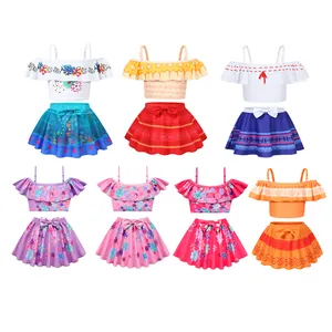 Kids Encanto Cosplay Mirabel Isabela Child Swimsuit Clothes Madrigal Bimba Bikini Baby Girls Swimwear Summer Beach Suit