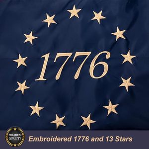 1776 американский флаг Betsy Ross 3x5 футов, окрашенный в чай винтажный флаг США с 13 звездами, сверхмощный открытый вышитый полиэстер - Product Image 2
