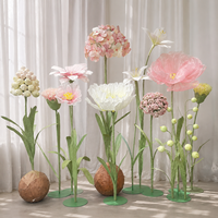 Ensemble de supports de fleurs de jardin en pastel, fleurs artificielles géantes en papier, décoration d'événements de mariage, présentation florale commerciale