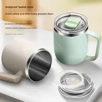 Tasse à eau portable à double couche isolée en acier inoxydable 304 Design moderne tasse à thé et à café de bureau couvercle anti-brûlure pour les voyages