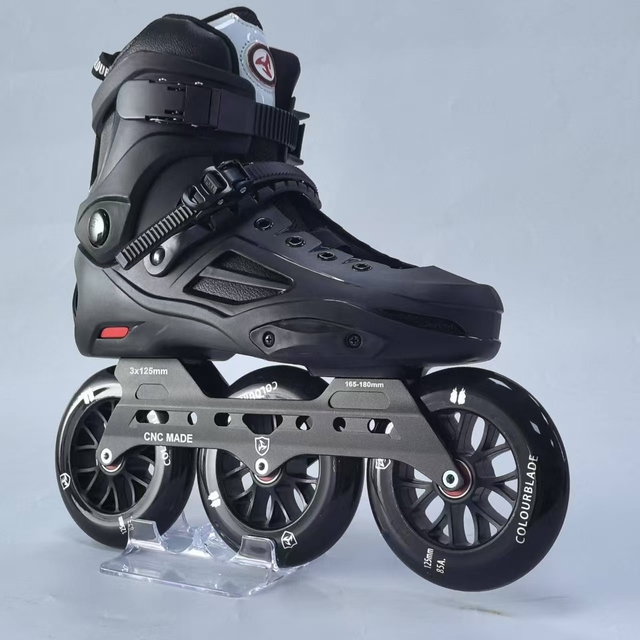 YSMLE Factory Price 3 X125 MM Big Wheel Inline Skate for Adults ,In Stock Black 3 Wheels Roller Skate for Men and Women