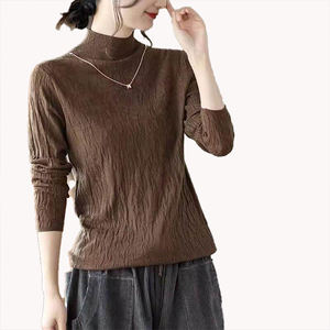 Suéter Casual Estampado de Cuello Alto para Mujer, Ropa Interior de Otoño Invierno, Ajuste Delgado, Tejido de Punto, Capa Base, Manga Larga, Ligero - Product Image 5