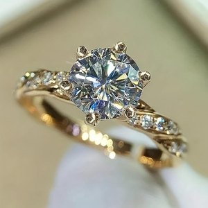 Anillo de Diamante Cultivado en Laboratorio de 1 Quilate con Certificado IGI de Lujo, Anillo de Compromiso de Oro Amarillo Sólido de 14K/18K con Banda Trenzada para Mujer - Product Image 5