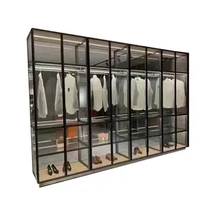 Ensemble de garde-robes pour chambre de luxe armoire murale en aluminium avec crochets grande armoire en aluminium