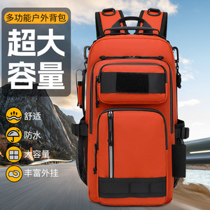 Masavi Tactical <b>Backpack</b> Orange <b>Black</b> Large Capacity Outdoor Sports <b>Men's</b> Hiking Travel Bag - Product Image 5