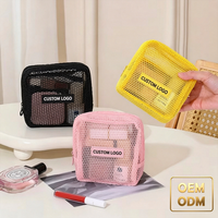 Trousse de Maquillage en Maille Colorée Portable, Organisateur de Voyage Léger avec Fermeture Éclair pour Rouge à Lèvres et Articles de Toilette, Vente en Gros