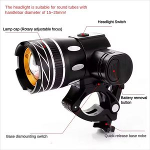 Alliage d'aluminium <span class=keywords><strong>1000</strong></span> Lumen Outdoor Cycling <span class=keywords><strong>LED</strong></span> Bike Light USB Rechargeable Waterproof Zoom Focus Bicycle Lamps for Night Riding - Product Image 2