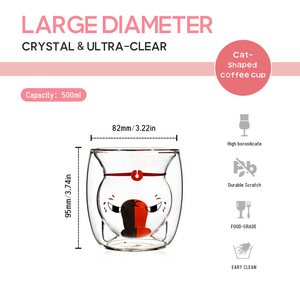 Schattig katten cartoon patroon hoge borosilicaat glazen melkmok, milieuvriendelijk, elegant, dagelijks drinkcadeau - Product Image 6