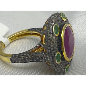 Nuevo Anillo de Lujo con Esmeralda y Rubí, Plata de Ley 925, Regalo para Fiestas, Bodas, Compromisos, Ceremonias Religiosas y Eventos - Product Image 6