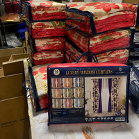 Prêt à expédier : Lot de 10 rideaux de fenêtre avec panneaux imprimés et unis, et housses de coussin, à œillets, vente en gros