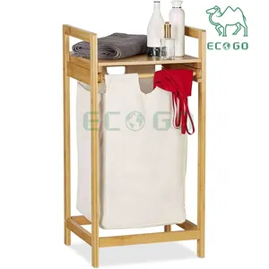 Çok yönlü bambu çamaşır sepeti çamaşır sıralayıcı raf 1 uzatılabilir bölmeler ile taşınabilir banyo raf doğal