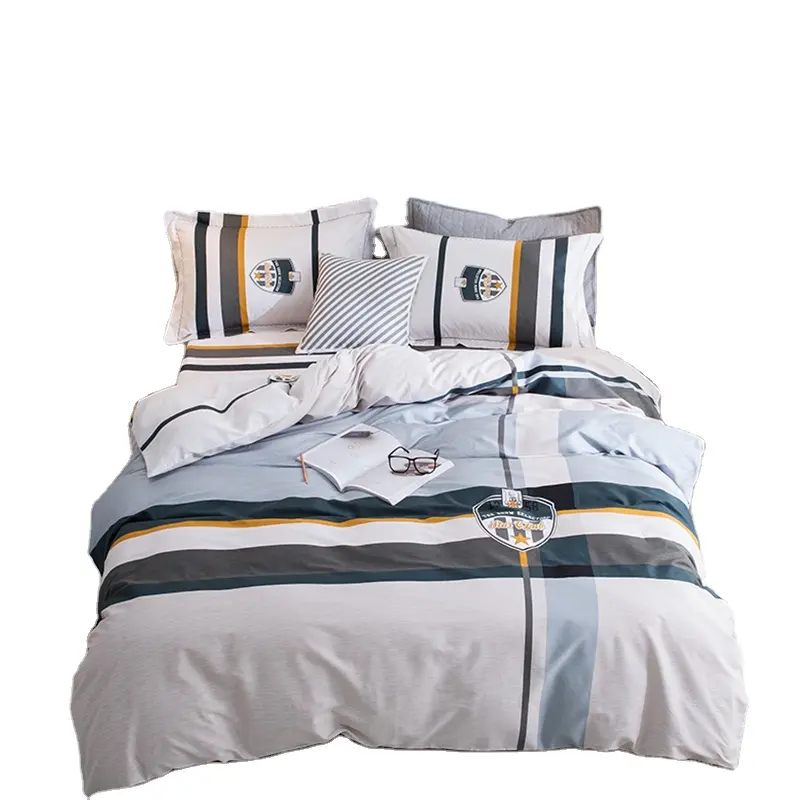 Fashion-forward patchwork copripiumino hotel spa uso domestico di fascia alta set di biancheria da letto in tessuto di cotone trapuntato copriletto