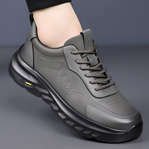 Zapatos de Senderismo de Cuero para Hombre, Punta Redonda, Transpirables, Entresuela de EVA, Suela de Goma, para Otoño, Uso Casual al Aire Libre - Product Image 1