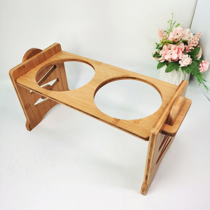 WDF kustom pabrik OEM tempat makan hewan peliharaan kucing anjing ditinggikan keramik dudukan mangkuk anjing kayu tempat makan hewan peliharaan bambu - Product Image 3