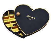 Emballage cadeau de luxe Emballage en carton personnalisé pour la Saint-Valentin Boîtes noires en forme de coeur pour cadeau chocolat amour