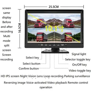 Groothandel 10.1 Inch 4 Kanaals Ahd Quad Split Bewaking Video Recorder Met Vrachtwagen Voertuig Achteruitrijcamera