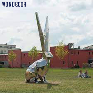 Artiste Moderne Intérieur Grand Ballon Abstrait Lapin Sculpture En Acier Inoxydable