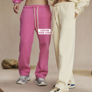 Pantalon long décontracté pour homme de haute qualité, taille mi-haute, en tissu peigné épais, coupe évasée à jambe large, avec plis sur le devant et fermeture à cordon de serrage - Product Image 4