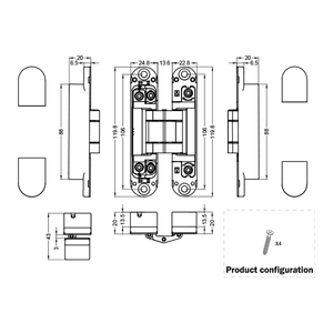 GE45 Industrielle 3D Verstellbare Unsichtbare 180 Grad Öffnende Zinklegierung Versteckte Scharniere für Innentüren 40KG Tragfähigkeit - Product Image 4
