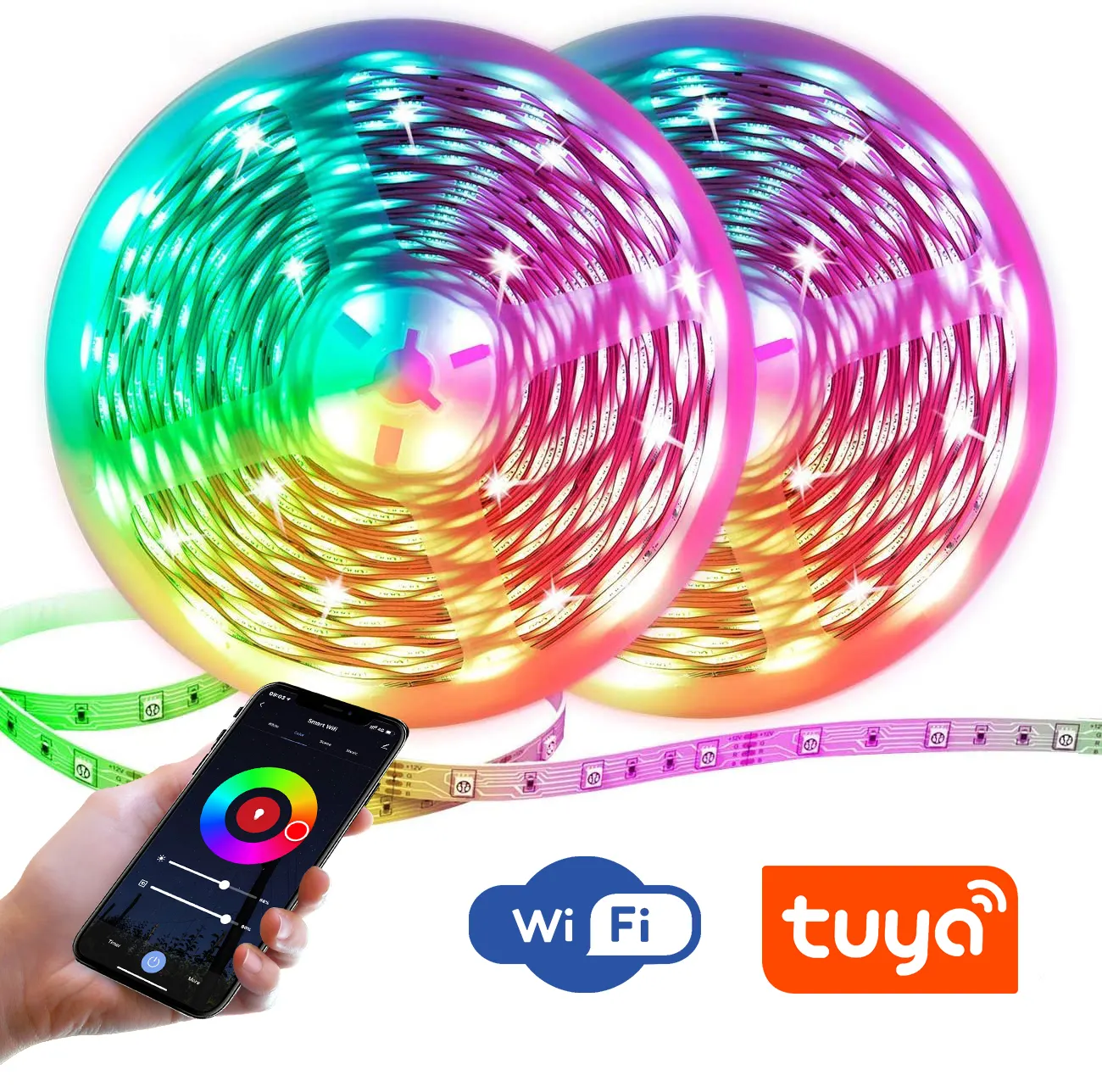 Rgb Led Strip Light Festival Led Strips RGB Party Light With Wifi Tuya App Alexa Google Assistant Ip65 Outdoor Christmas