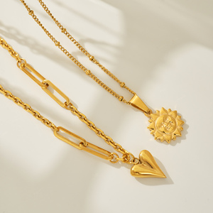 Myneck caliente nueva <span class=keywords><strong>fuente</strong></span> de joyería de moda 18k chapado en oro de acero inoxidable deslustre libre de moda Neo gótico sol colgante collar mujeres - Product Image 4