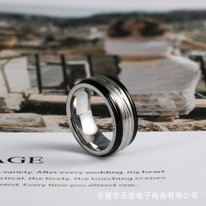 Men's Stainless Steel <b>Ring</b> Geometric Design SA1213 Wedding Jewelry Fashionable Durable Oil Resistant - Product Image 5