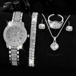 Reloj Digital de Aleación con Correa de Lona, Estilo Casual, con Diamantes Completos, Números Romanos, Diseño de Corona Espiral, Estilo Hip Hop y Elegancia Estrellada - Product Image 2