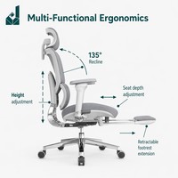 Chaise de bureau ergonomique en maille JQYX Premium avec soutien lombaire réglable, accoudoirs 4D, pivotante, pour usage professionnel