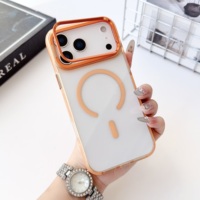 Coque iPhone antichoc en TPU+PC avec anneau magnétique, support pliable et fixation de bureau