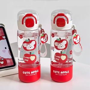 Bouteille d'eau pour enfants Cruhre 510 ml, double ouverture avec paille, motif pomme rouge, pour les enfants d'âge scolaire 4 ans et plus - Product Image 2