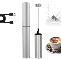 Mousseur à lait électrique portatif en acier inoxydable, rechargeable par USB, automatique, écologique, pour café, matcha, thé, avec protection