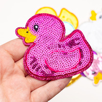 Aplikasi Bebek Mengkilap Lucu, Lencana Bordir Berkilau, Patch Bebek Berpayet untuk Topi, Jaket, Ransel, Pakaian, Dekorasi DIY