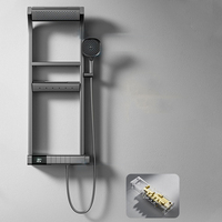 Robinet de Douche Mural Multifonctionnel Thermostatique en Laiton avec Finition Dorée pour Pluie, Jet et Massage Doux