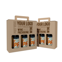 Caja de Cartón Corrugado Kraft Impresa Personalizada para 6 Botellas de Vino, Portátil, para Venta al por Mayor