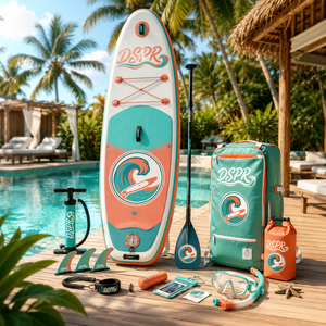 Planche de paddle gonflable tout-en-un OEM économique avec design portable écologique et système à 3 ailerons, accessoires inclus - Product Image 3