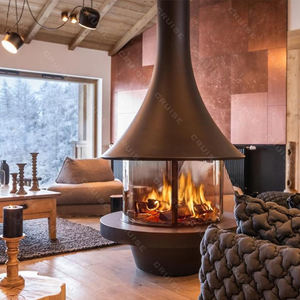 Круизная согревающая прозрачная стеклянная плавающая плита 900 мм подвесная подвесной дровяной камин железная пластина диаметром 1000 мм - Product Image 1