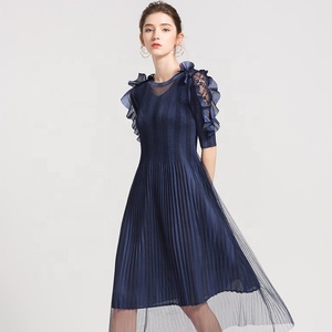 Bureau des femmes européennes <span class=keywords><strong>et</strong></span> américaines Profession de navettage <span class=keywords><strong>grande</strong></span> <span class=keywords><strong>taille</strong></span> élégante qualité femmes robe décontractée à manches moyennes - Product Image 5