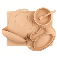 CHINFAI Ensemble de bavoirs, bols, assiettes, fourchettes et cuillères personnalisés, ensemble d'alimentation pour bébé, boîte cadeau, vaisselle en silicone sans BPA, ventouse